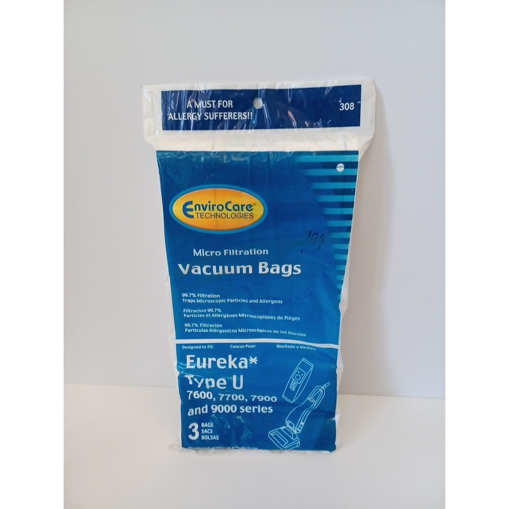 Eureka Vacuum Bags Micro Filtration Type‎ U 99.7% Filtration Enviro Care NEW 308